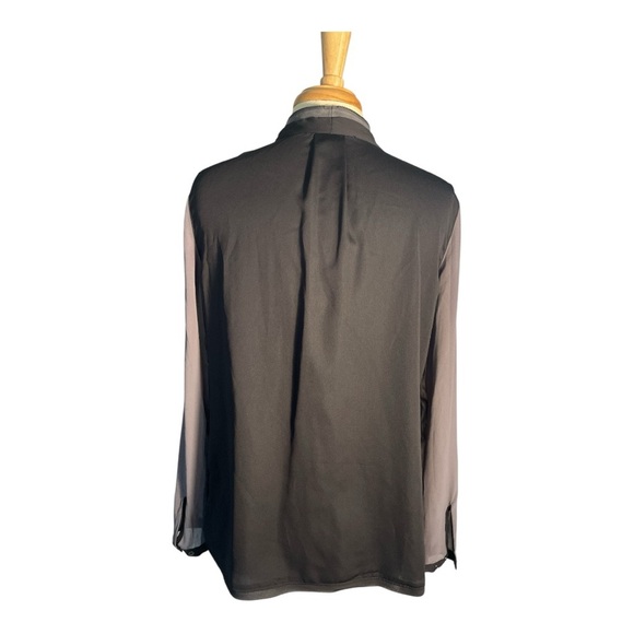 Elie Tahari Black Sheer Zip-Front Blouse - Picture 2 of 8